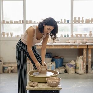 Chico's Monochrome Striped Wide Leg Pants